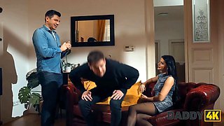 Daddy4k. small-titted dark haired is professionally cheating on her boyfriend in the next room