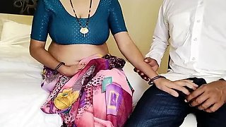 Desi Stepmom Fucks Friend Hard in Saree - Hindi Dirty Talk & Creampie