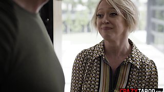 Big tits landlady fucks MILFs husband