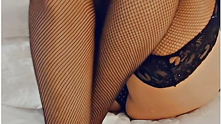 MissyNylonLeggs - Fishnet Stockings Teasing on The Bed