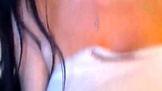 Big-Titted Brunette Dildo Ride on Webcam