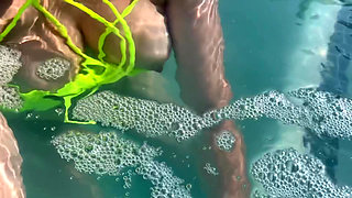 Artemisia Love Flashing Her Perfect Big Tits Underwater and Smoking a Cigarette