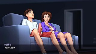 Stepmom Shows Pussy to Stepson While Watching Porn (Summertime Saga)