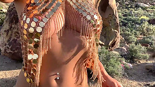 The Golden Princess Pleasures Herself Outdoors