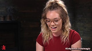 Blondie chained and blindfolded by captor The Pope