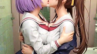 Schoolgirl Kissing Cosplay Anime compilation