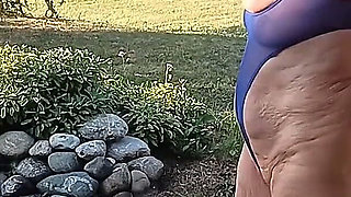 Martina Looks Great in a Sexy Blue Swimsuit!