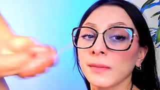 Horny Brunette Worships Thick Cock POV