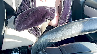 New Long Car ride with Artemisia Love Flashing her horny juicy big boobs Long hair Fetish hard nipples