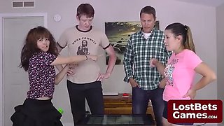 Amateur Foursome Strip Poker Game with Hairy Brunette MILF Tessa and Friends