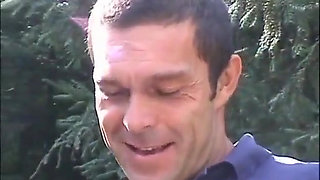 Black and white outdoor double penetrated ass fucking threesome...cum in mouth