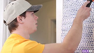 Young man gets really intimate with her GILF stepaunt