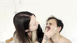 Femdom fetish bitch fuck and cumshot action with victim