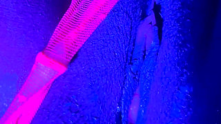 Ebony Goddess Leaking: Neon Thong & Dildo Squirt