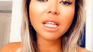 Sexy Blonde Babe With Big Boobs Strips Bra