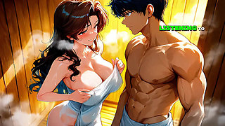 Cheating Wife Gets Creampied Hard by Cock Young Neighbor in Private Sauna Session - Ai Animation