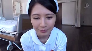 Japanese nurse Sakamoto Sumire drops on her knees to give a blowjob