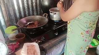 Stripping mother-in-law who is cooking