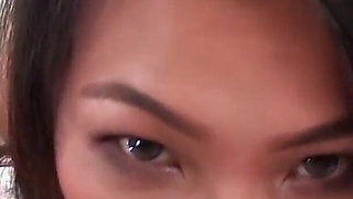 Cute Asian teen Jade Luv POV deepthroat blowjob cum swallow