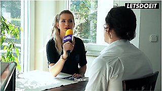 Blonde German Milf Interviews Him At The Table... Then She Starts Begging For His Cock - Sexy Susi