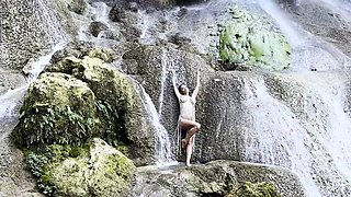 Wet Monika Fox In A Fishnet At Waterfall