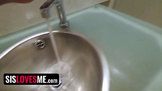 StepSis Loves Me - dick craving blondie teen creeps on her bro in douche to observe his Big Dick