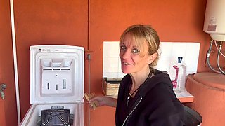 WASHING MACHINE ROOM - THE NEIGHBOUR SUCKS COCK AND I CUM IN HER