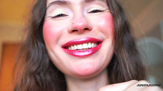 Autumn Seduction Shiny Bronze Red Kisses with Tongue