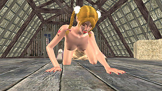 3D Animated Lesbian Lust: Busty MILF Pussy-grinds & Double-dildo Fucks Petite Teen Pussy