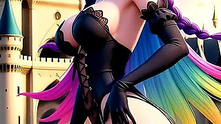 Hentai Gothic Girls with Dyed Hair Showing off Their Big Tits Full Movie