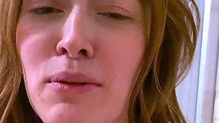 Shy amateur blonde spreads her hairy pussy