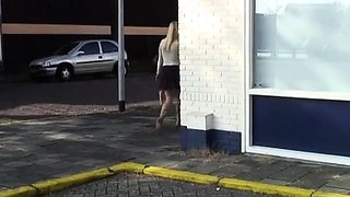 Blonde Finds Dick in Public Toilet and Having Pussy Pounded