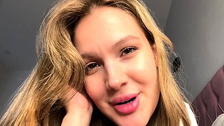 Sweet blonde teen plays with big toy in the ass