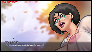 Summertime Saga Part 23 By DarkCookie - Hot milf caught him masturbating right in Her Bed and help him to cum well