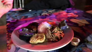 Euro amateur at blowjob party sucking on dick