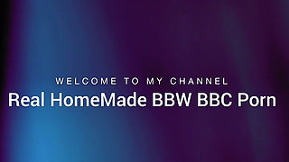 BBW BBC Rubbing His Cock on My Hairy Pussy Creampie