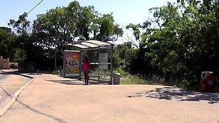 Busty Ebony Babe Pick Up At The Bus Stop And Fucked In The