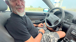 Accidental Blowjob in the Car - How Well He Sucks, I Cum in His Mouth Before Having My Hard Cock