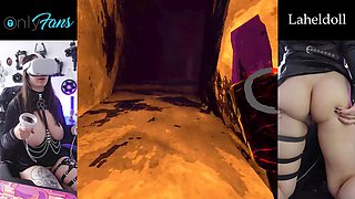 British gamer girl gets completely naked while playing a VR game