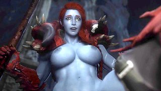 Thicc monster girl hellbender from Guardians of the Galaxy in a 3D POV scene