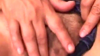 Mature Busty Amateur Masked MILF Masturbates Her Hairy Pussy with Her Fingers and Enjoys