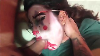 Sexy Clownette Sucks And Fucks Big Dick Until She Gets A Huge Load Of Cum