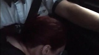 Redhead Teen Gobbles Cock in Audi Ride