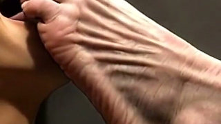 Male Slave Licking 90 Year Old Granny Wrinkled Feet - Horny Mistress