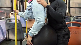 "Masked Guy Grabs BBW's Huge Ass in Public Bus - Risky Tease"