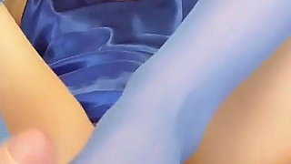 Blue Nylons Foot Play Foot Job