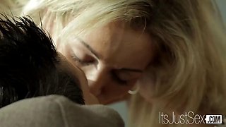 Blonde Brunette Lesbians Drive Angelo Godshack Wild in Bed