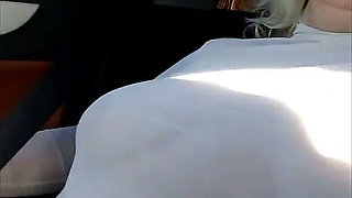 Teasing Drivers 6 - Flashing Big Boobs in Travel