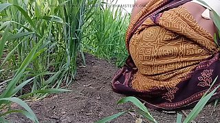 Desi 18-year-old married bhabhi fingers her wet pussy in the field, then brother fucks her tight butt outdoors