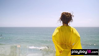 Barely clothed mommy reveals her big jugs